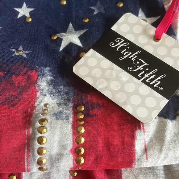 NWT HIGH FIFTH Gray Background with Stars & Stripes Gold Stud Tank Top Size:XL - Picture 6 of 8
